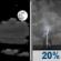 Tonight: A slight chance of showers and thunderstorms between 2am and 4am. Partly cloudy. Low around 61, with temperatures rising to around 64 overnight. Southwest wind around 8 mph, with gusts as high as 18 mph. Chance of precipitation is 20%. Tonight: Partly Cloudy then Slight Chance Showers And Thunderstorms